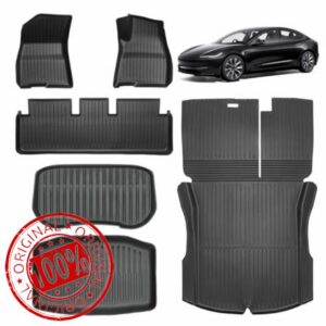 Car Floor Mats Custom Fit for Tesla Model 3 2021-2025 All Weather Protection Non-Slip&Odorless Eco-Friednly 6-Piece Resistance Rain Snow & Easy-Clean Trunk Liner Accessories