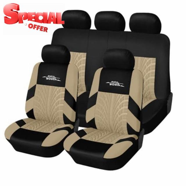 AUTOYOUTH Car Seat Covers Universal Fit Full Set Car Seat Protectors Tire Tracks Car Seat Accessories - 9PCS