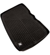 Collection of black car floor mats shown from various angles, displaying complete coverage set including front, rear, and trunk area mats.
