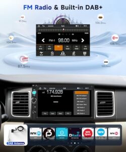 Hodozzy 7" HD IPS Touchscreen 2 Din Car Radio with Bluetooth 5.2 EQ FM SWC Reversing Camera+USB/TF Card/Aux Ports+Frame