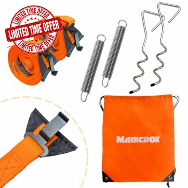 Magicbox Heavy Duty Awning Storm Straps Kit - Complete Set with Bungee Straps