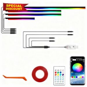 Acrylic Ambient Interior Lighting Car LED Strip Kit 4 in1 LED RGB Tape Light with APP Control