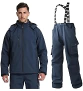 Men's Thermal Workwear Set: Softshell Jacket & Bib Trousers – Water-Resistant, Breathable, Windpr...
