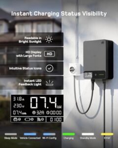 6A-32A Electric Car Charger with Type A RCD 30mA AC + 6mA DC