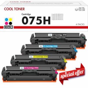 75H 075 Toner Cartridge: 4-Pack Compatible for Canon 075H 075 for ImageCLASS LBP646Cdw LBP647Cdw MF662Cdw MF663Cdw MF665Cdw Series Printer Ink Black Yellow Cyan Magenta