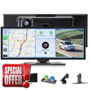 11" Car Play Screen with Dash Cam Front Rear 2.5K+1080P