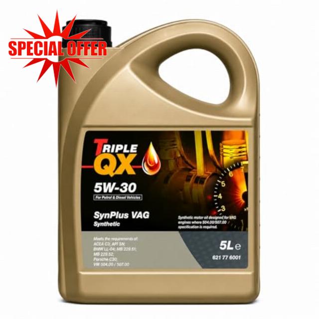 Triple QX SynPlus 5W-30 Fully Synthetic Engine Oil 5L Car Motor Oil ACEA C3 API SN 504.00 507.00 C3