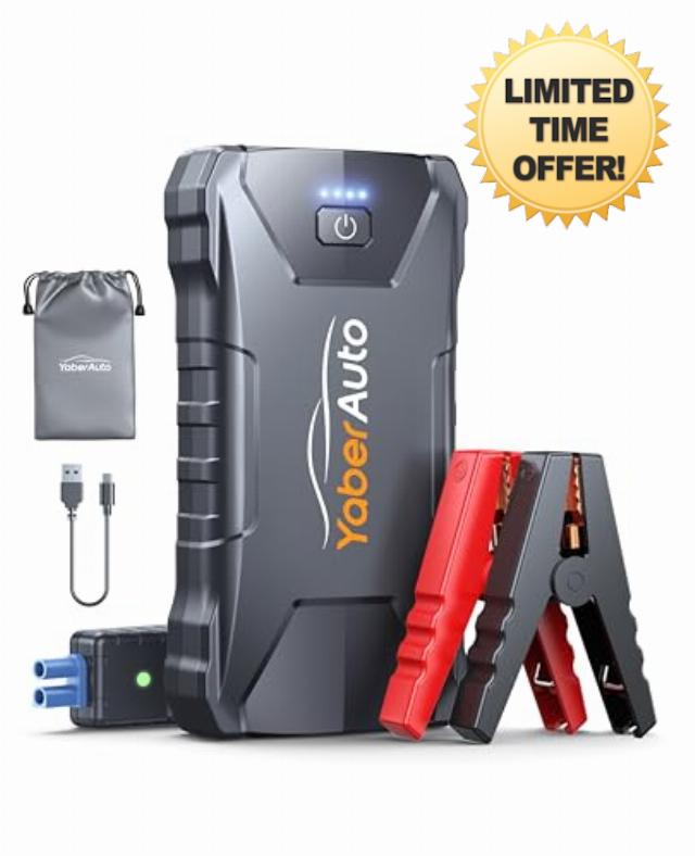 YaberAuto Car Battery Booster Jump Starter Power Pack 5000A for 12V Vehicles (9.0L Gas or 8.5L Diesel Engine) and Motorcycles