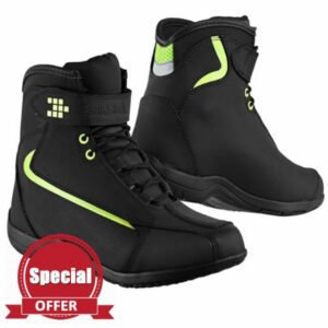 Men Motorbike Boots Motorcyle Shoes CE-Approved Waterproof Armoured Leather Short Touring Protective & Anti-Slip