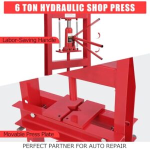 H-Frame Design Hydraulic Floor Jack with Adjustable Height Worktable & Press Plates for Garage Workshop Industrial Automotive Metalworking Use