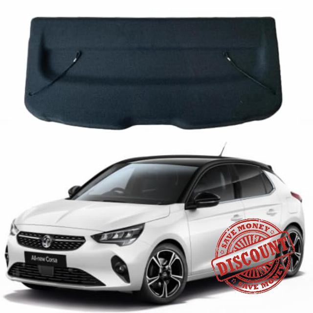 Car Parcel Shelf - Compatible with Vauxhall Corsa F 2019 Onwards Hatchback | Sturdy Boot Cover with Clips and Cord for Extra Storage | Space Saving Car Accessories | Black