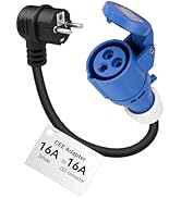 RamTouch Fly Lead Socket Converter (16A Schuko Plug to Red 5-Pin CEE Socket, 50cm, IP44, Max. 16A...