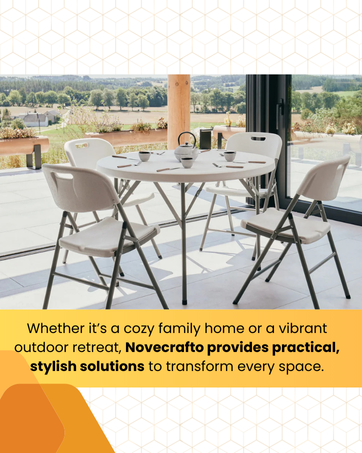 Novacrafto flyer highlighting accessible, quality furniture and home accessories.