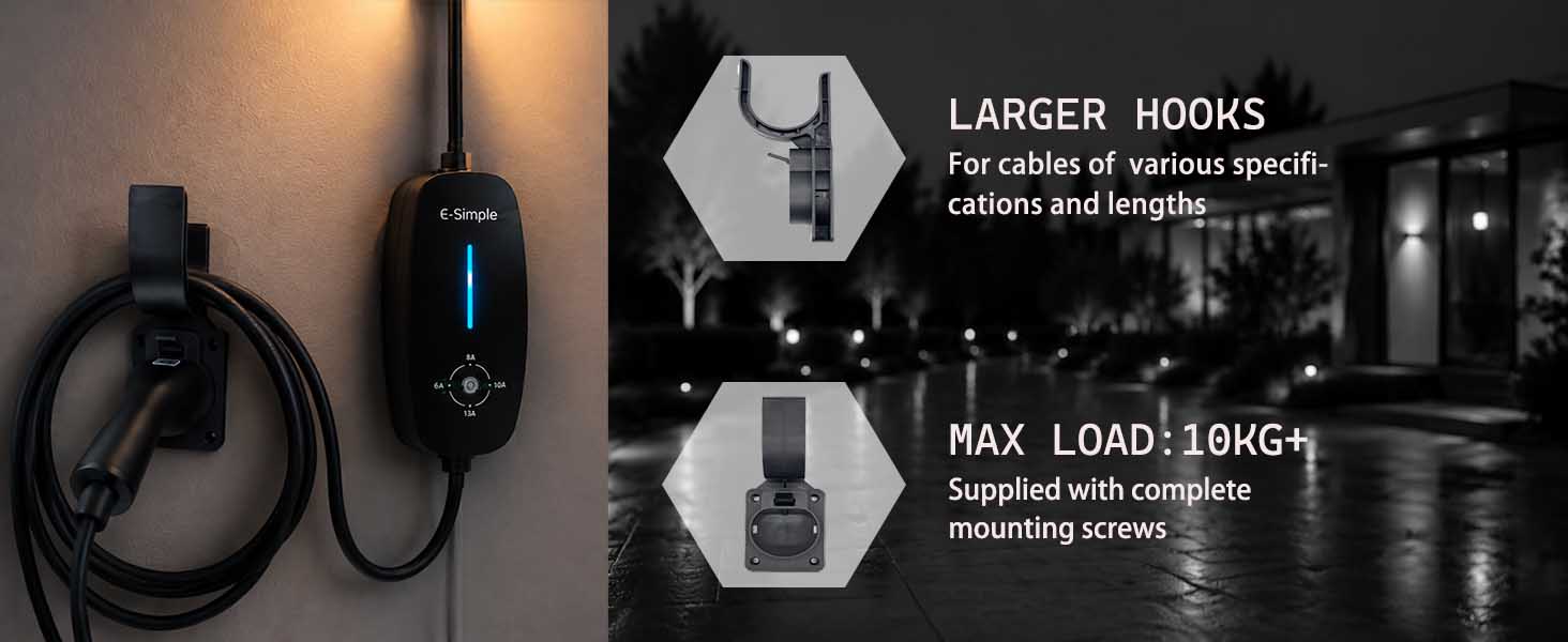 Text reads "LARGER HOOKS" and "MAX LOAD 180KG". Two product detail images showing black hooks with technical specifications for larger hook size and maximum load capacity of 180kg.