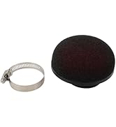 Metal hose clamp and round black foam filter shown against white background. Identical components to Image 2.