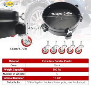 360°Rolling Car Wash Buckets Dolly – Compatible with 2.5 to 5 Gallon Buckets