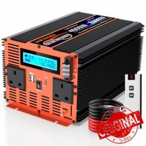 4000W Pure Sine Wave Inverter 12V to 240V Car Converter Power Inverter with LCD Display 2AC Outlets and USB USB Type-C Port