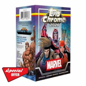 2026 Topps Chrome® Marvel Comics - Value Box (4 Cards Per Pack. 8 Packs Per Box.) Find exclusive Fantastic Four anniversary inserts!