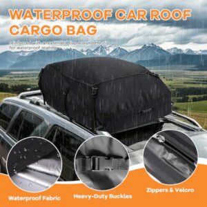 20 Cubic Feet | 550L | Black | Heavy Duty Car Travel Storage Bag | with Secure Straps | 6 Sturdy Straps | Anti-Slip Mat & Storage Bag