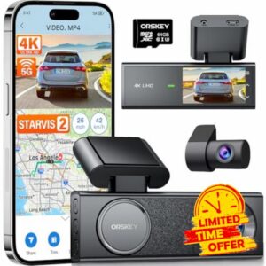 ORSKEY 4K Dash Cam Front and Rear