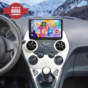 4+64G Android 14 Car Stereo for Ford Ka 2008-2014 Double Din Car Radio with Wireless Carplay Android Auto 9 inch IPS Touch Screen GPS Navi Bluetooth Mirror Link WiFi FM RDS SWC Backup Camera