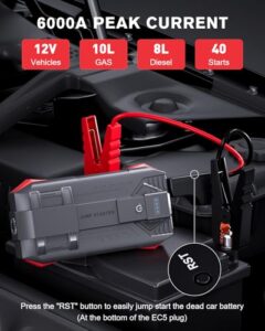 6000A Car Battery Booster Jump Starter Power Bank (up to 10L Petrol/8L Diesel)