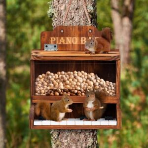 Weather-Resistant Wooden Squirrel Feeding Statio