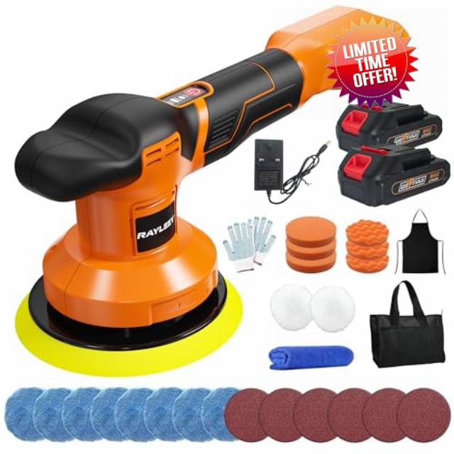 Cordless Car Buffer Polisher with 2*21V 2.0Ah Batteries