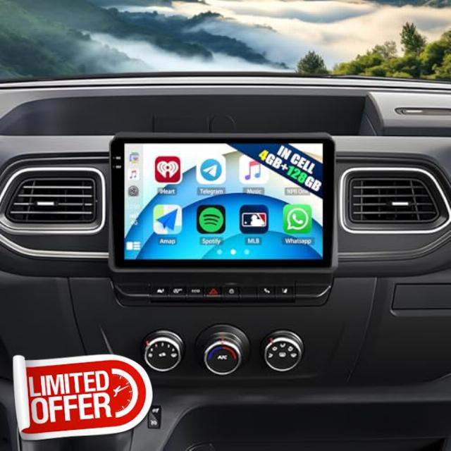 CAMECHO 4G+128G Android Car Stereo for Renault Master 2019-2022 with Wireless Carplay Android Auto
