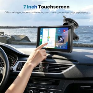 7” HD Touch Android Auto Car Play Screen Portable Car Stereo Live Navigation Bluetooth Mirror Link Music