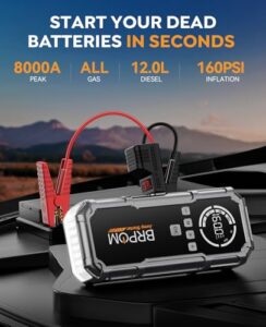 BRPOM 8000A Portable Jump Starter 160PSI(All Petrol/12L Diesel)