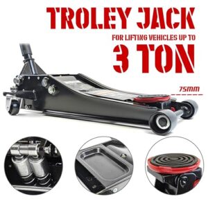 Low Profile 75mm Hydraulic Floor Jack with High Lift 500mm for Cars & Vans Steel Construction