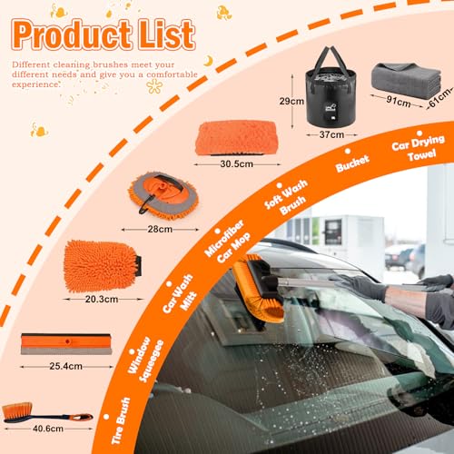 Car Cleaning Brush Kit with Soft Bristle Brush