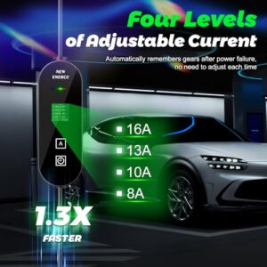 5M 6/8/10/13/16A Portable Electric 3.6KW Car Charger with LED Display
