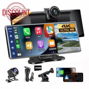 11.26" Wireless Carplay Screen Dash Cam Carplay & Android Auto Car Stereo Car Audio Receivers with 1080p Backup Camera GPS Navigation/Mirror Link/Voice Control/Siri Fits for All Vehicles