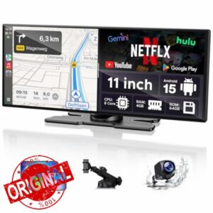 LAMTTO 11'' CarPlay Display with Google-play Download APPs & Gemini AI