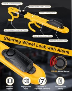 ELECTOP Heavy Duty Anti-Theft Car Device Car Wheel Lock with Adjustable Locking and 2 Keys