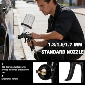 R500 Automotive Paint Gun for Car Painting (LVLP Spray Gun with Disposable Paint Cups)