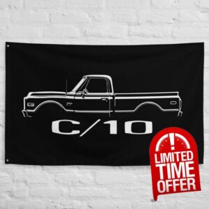 1970 Chevy C 10 Classic Pickup Truck Enthusiasts Automotive Art for Garage Office Man Cave Banner Flag 5" x 56"