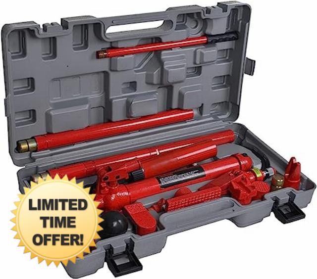 Holdfiturn Hydraulic Power Jack 10 Ton Auto Car Van Frame Repair Tool Kit Oil Hose Hydraulic Car Jack Red for Automobile Repairing and Hydraulic Equipment Constructio