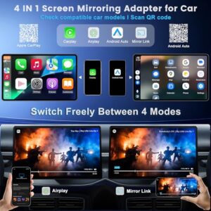 Screen Mirroring Adapter Support iPhone iOS 10+ & Android 11+ to Car Screen to Watch Videos