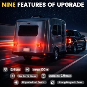 IP65 Waterproof Rear Tail Lights with Dual Steel Cables for Brake/Turn Signals for Trucks