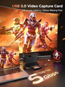 HDMI Capture Card for Streaming with 4K Loop-Out & USB A/C | 1080P 60Hz HD | Video Audio Game Capture for PS5/PS4/Switch2/Xbox/Camera/PC/Mac