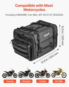 40-60 L Expandable Motorcycle Rear Seat Bag with Waterproof Rain Cover