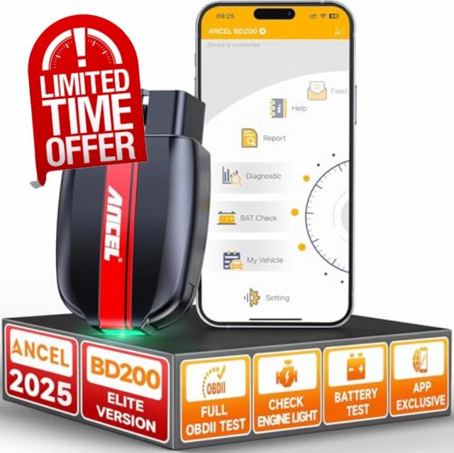 ANCEL BD200 OBD2 Scanner Bluetooth - Code Reader & Check Engine Diagnostic Scan Tools with Car Battery Test
