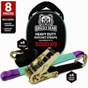 Black | 5000kg Transport Ratchet Tie Down Straps