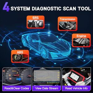 Car OBD-Scanner with 4-System (ENG/ABS/SRS/AT) and 12 Reset Function (DPF Regen/ABS/TPMS/Oil/EPB/SAS/BMS/AF/Adblue/Injector/Throttle/Brake reset)