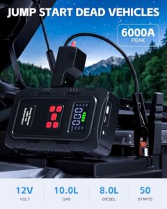 6000A Car Jump Starter with Auto Shutoff Tyre Inflator