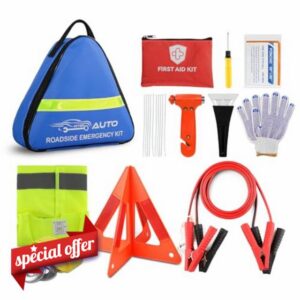 Compact Car Emergency Kit for New Drivers | Essential Roadside Tools with Jump Leads