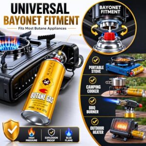 Heater & BBQ – Bayonet Gas Fuel Canisters for Outdoor Cooking